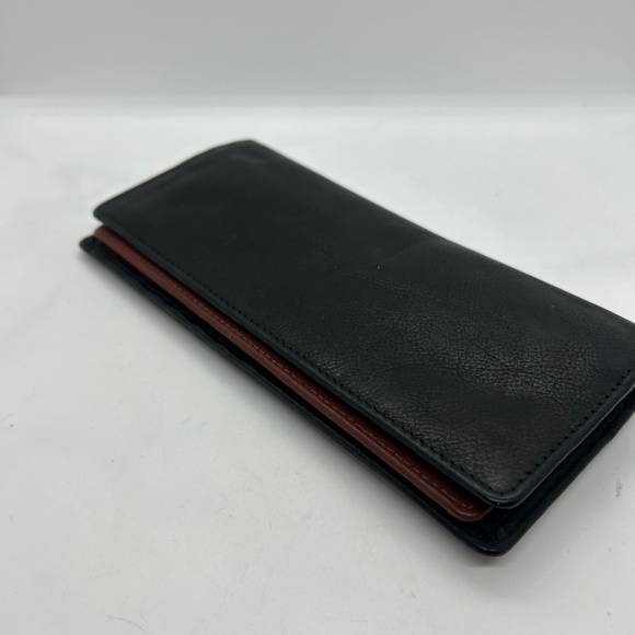 NEW soft leather billfold wallet, credit  cards, chequebook  holder, black brown - Picture 3 of 8